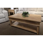 2 Piece Occasional Table Set: Castered Cocktail Table & Stationary End Table
