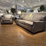 2 Piece Set: Nailhead Trimmed 100% All Top Grain Leather Sofa & Chair