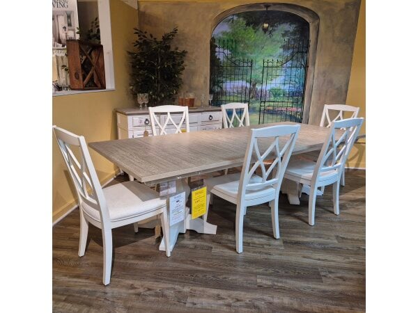7 Piece Set: Double Pedestal Table & 6 Chairs