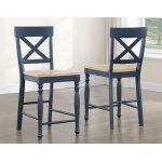 Darcy Solid Wood 24″ Counter Stool, Midnight Blue And Natural Finish - Image 4