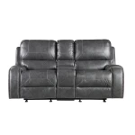 Keily Console Loveseat, Manual Reclining, Glider, Grey - Image 8