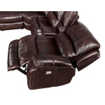 Denver Dual-power 6-piece Leather Sectional, Brown - Image 5