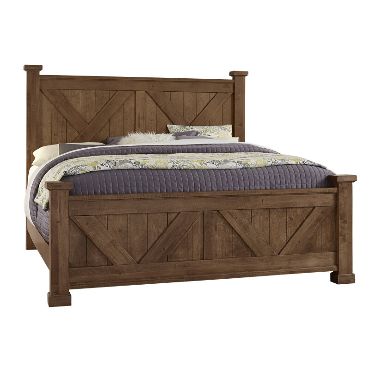 04c17ba5ea83da8ea7a8df2d8153d444 Cool Rustic Queen X Bed With X Footboard - Image 1