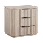 Henry Reeded 3-drawer Nightstand With Usb & Electric Outlets, Tan Finish - Image 8
