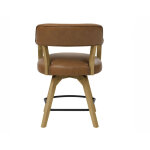 Rylie 24″ Counter Captains Chair, Natural Finish With Camel Vegan Leather - Image 7