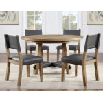 Aubrey 54″ Round Dining Table, Driftwood With Black Stretchers - Image 4