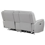 Alexandria Leather Power Reclining Console Loveseat, Stone - Image 10