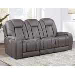 Daniel Triple Power Home Theater Leather Reclining Sofa With Drop-down Control Console, Built-in Speakers & Vibration, Heat, And Massage - Image 6