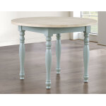 Darcy 5-piece 42″ Round Dining Set, Mint Green And Washed Linen Finish - Image 4