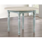 Darcy 5-piece 42″ Round Dining Set, Mint Green And Washed Linen Finish - Image 3