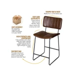 Tribeca 24″ Commercial Grade Counter Stool, Cordovan Vegan Leather - Image 3