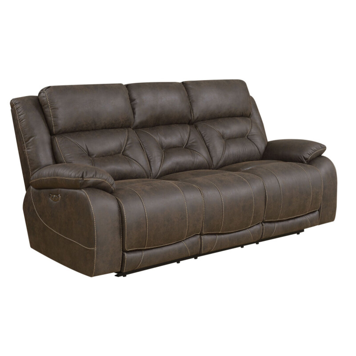 0db8e7c360234443a8339eb4e41c2bb0 Aria Dual-power Reclining Sofa, Saddle Brown - Image 1