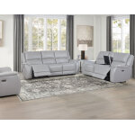 Alexandria Power Leather Reclining Sofa, Stone - Image 14