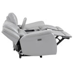 Alexandria Leather Power Reclining Console Loveseat, Stone - Image 9