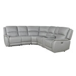 Alexandria Leather 6-piece Power Reclining Set, Stone - Image 3