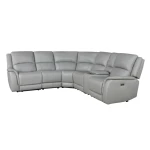 Alexandria Leather 6-piece Power Reclining Set, Stone - Image 2