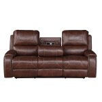 Keily Sofa, Manual Reclining, Drop-down Console, Brown - Image 7