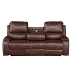 Keily Sofa, Manual Reclining, Drop-down Console, Brown - Image 6