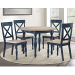 Darcy Solid Wood Side Chair, Midnight Blue And Natural Finish - Image 10