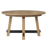 Aubrey 54″ Round Dining Table, Driftwood With Black Stretchers - Image 7