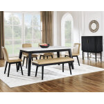 Vida 6-piece White Marble Dining Set - Image 3