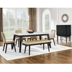 Vida 6-piece White Marble Dining Set - Image 2