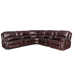 Denver Dual-power 6-piece Leather Sectional, Brown - Image 11