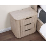 Henry Reeded 3-drawer Nightstand With Usb & Electric Outlets, Tan Finish - Image 11