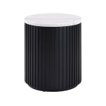 Colvin, 18″ Round White Marble Top End Table, Black - Image 3
