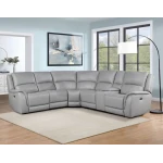 Alexandria Leather 6-piece Power Reclining Set, Stone