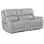 Alexandria Leather Power Reclining Console Loveseat, Stone - Image 6