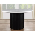 Colvin 5-piece 52″ Round White Marble Dining Set, Black Finish - Image 4