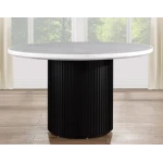 Colvin 5-piece 52″ Round White Marble Dining Set, Black Finish - Image 4