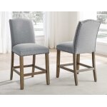 Grayson 24″ Counter Stool, Upholstered With Nailhead, Gray - Image 3