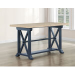 Darcy 64-82″counter Table With 18-inch Leaf, Midnight Blue And Natural Finish - Image 3