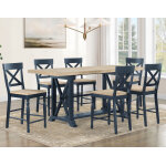 Darcy 64-82″counter Table With 18-inch Leaf, Midnight Blue And Natural Finish - Image 15