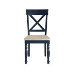 Darcy Solid Wood Side Chair, Midnight Blue And Natural Finish - Image 3