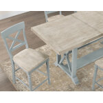 Darcy 64-82″counter Table With 18-inch Leaf, Mint Green And Natural Finish - Image 16