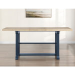 Darcy 64-82″counter Table With 18-inch Leaf, Midnight Blue And Natural Finish - Image 8