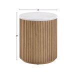 Colvin, 18″ Round White Marble Top End Table, Toffee - Image 7