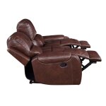 Keily Sofa, Manual Reclining, Drop-down Console, Brown - Image 13