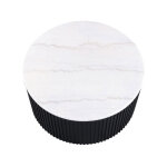 Colvin, 36″ Round White Marble Top Cocktail Table, Castered, Black - Image 6