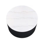 Colvin, 36″ Round White Marble Top Cocktail Table, Castered, Black - Image 5