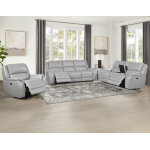Alexandria Power Leather Reclining Sofa, Stone - Image 15