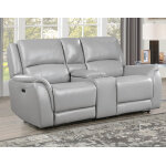 Alexandria Leather Power Reclining Console Loveseat, Stone - Image 3