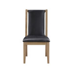 Orinda Rustic Solid Wood Side Chair, Brown Vegan Leather - Image 3