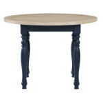 Darcy 42″ Round Dining Table, Midnight Blue And Natural Finish - Image 4
