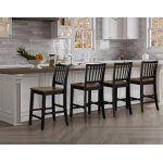 Joplin Solid Wood 24″ Farmhouse Counter Stool, Walnut And Ebony Finish - Image 4
