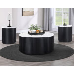 Colvin, 18″ Round White Marble Top End Table, Black - Image 8
