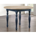 Darcy 42″ Round Dining Table, Midnight Blue And Natural Finish